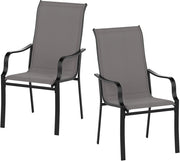 Set di 2 Sedie da Giardino, Sedie da Esterno in Tessuto con Telaio in Metallo, Poltrona da Balcone Ergonomica con Braccioli Curvi e Schienale Alto, per Sala da Pranzo, Carico 150 kg, Grigio