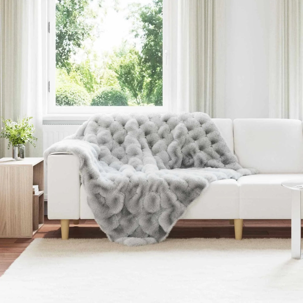 Coperta antiscivolo in finta di coniglio Olite 4 pcs Grigio
