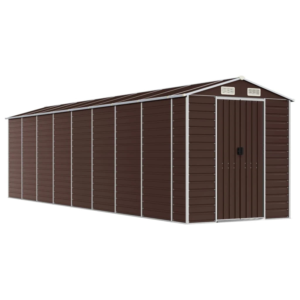 Casetta da giardino cabina ripostiglio casetta da esterno robusta casetta per attrezzi 191 x 725 x 198 cm acciaio zincato marrone 02_0022275