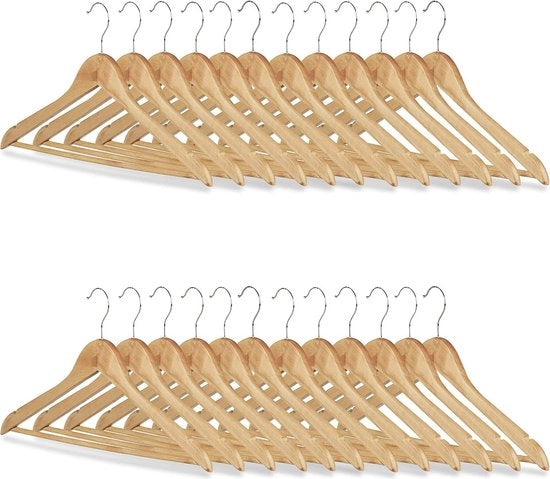 Set di appesi per abiti da 24 - appesi da 360° - Naturale/Argento - Legno - 225 x 445 cm appesi per abiti