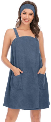 Badjas Verstelbare con Cintura per Donna, per Sport, Doccia, Spa e Spiaggia, Blu/Grigio XXL