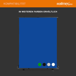 Fondale fotografico a rullo blu 155 x 200 cm, sfondo avvolgibile con supporto, sistema per studi fotografici, pannello ingualcibile per fotografia