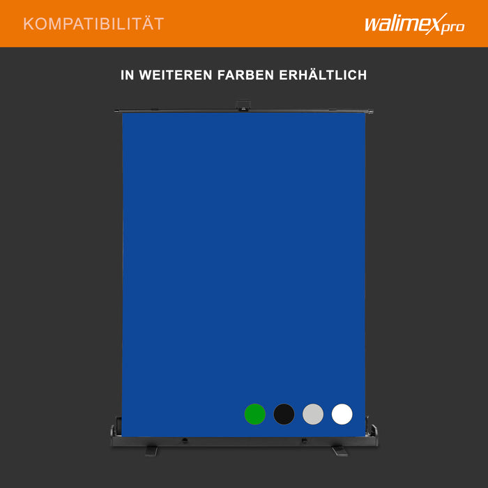 Fondale fotografico a rullo blu 155 x 200 cm, sfondo avvolgibile con supporto, sistema per studi fotografici, pannello ingualcibile per fotografia