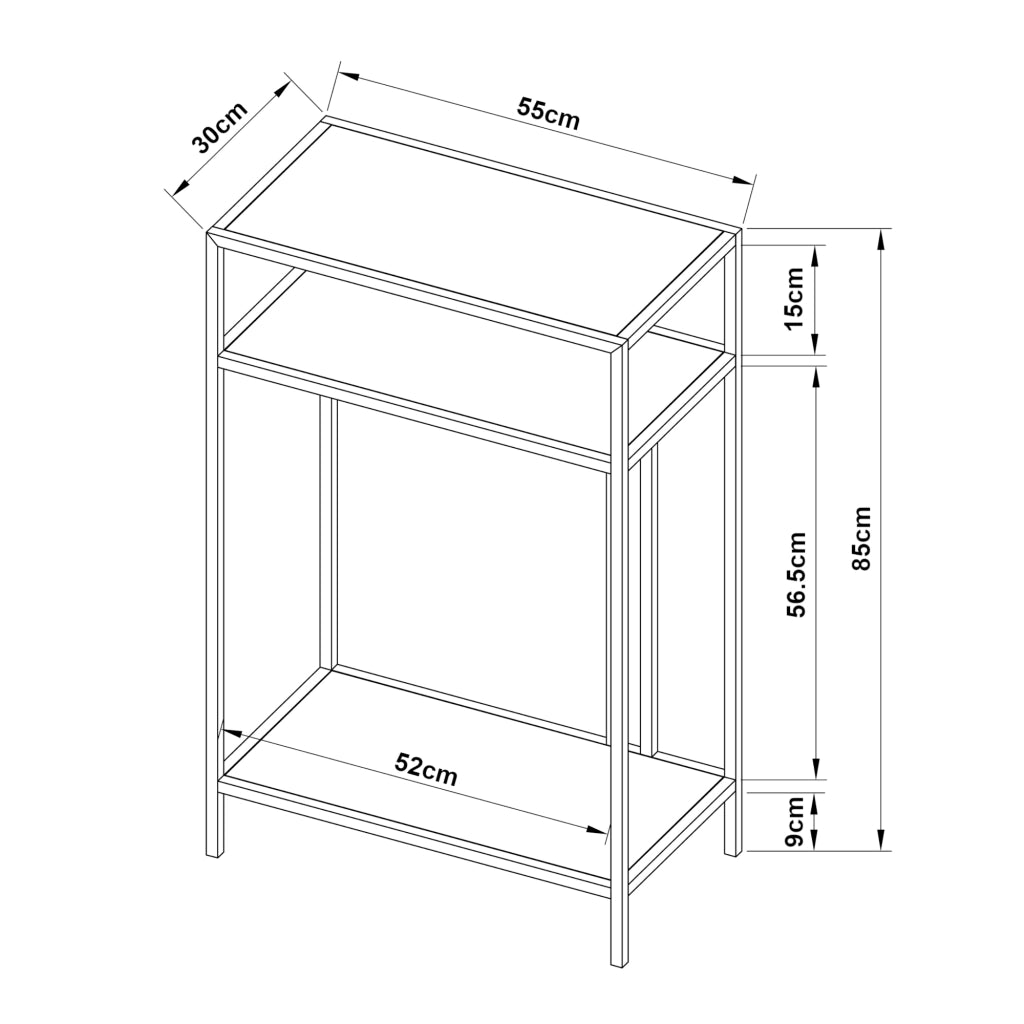 Tavolo a Consolle Kumlinge in Metallo con 3 Piani 85 x 55 x 30 cm Bianco [en.casa]