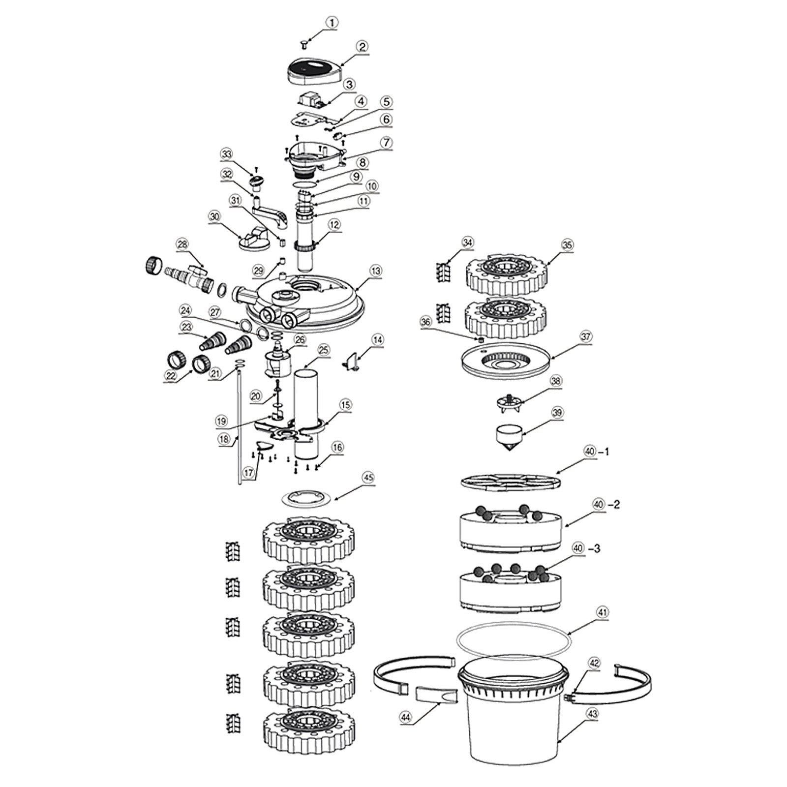 Pezzo di ricambio Filtro a pressione CPF-15000 Contenitore Portafiltro per filtro laghetto