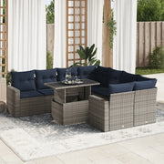 Set Divano da Giardino 9pz con Cuscini Grigio Polyrattan Acacia 3326292