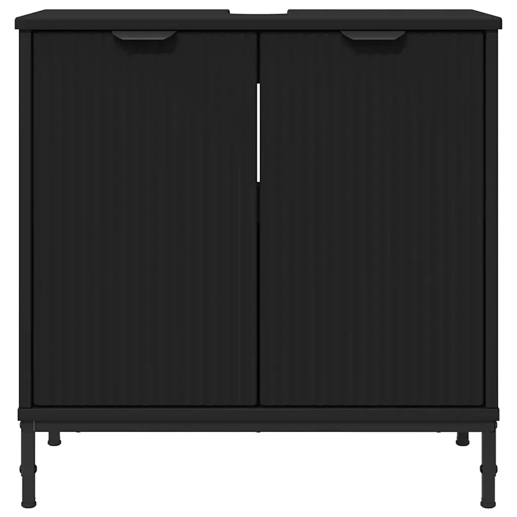Armadio per Lavabo da Bagno con porta Nero 60,5 x 33,5 x 61 cm 883415