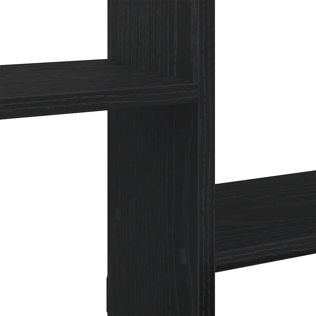 Mensola a Cubo da Parete 5 Scomparti Legno Multistrato Nero