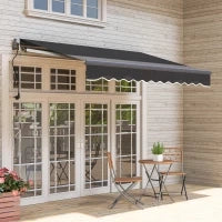 Tenda a Bracci Estensibili Elettrica con Manovella Regolabile in Altezza 300 cm di Larghezza, Grigio Scuro
