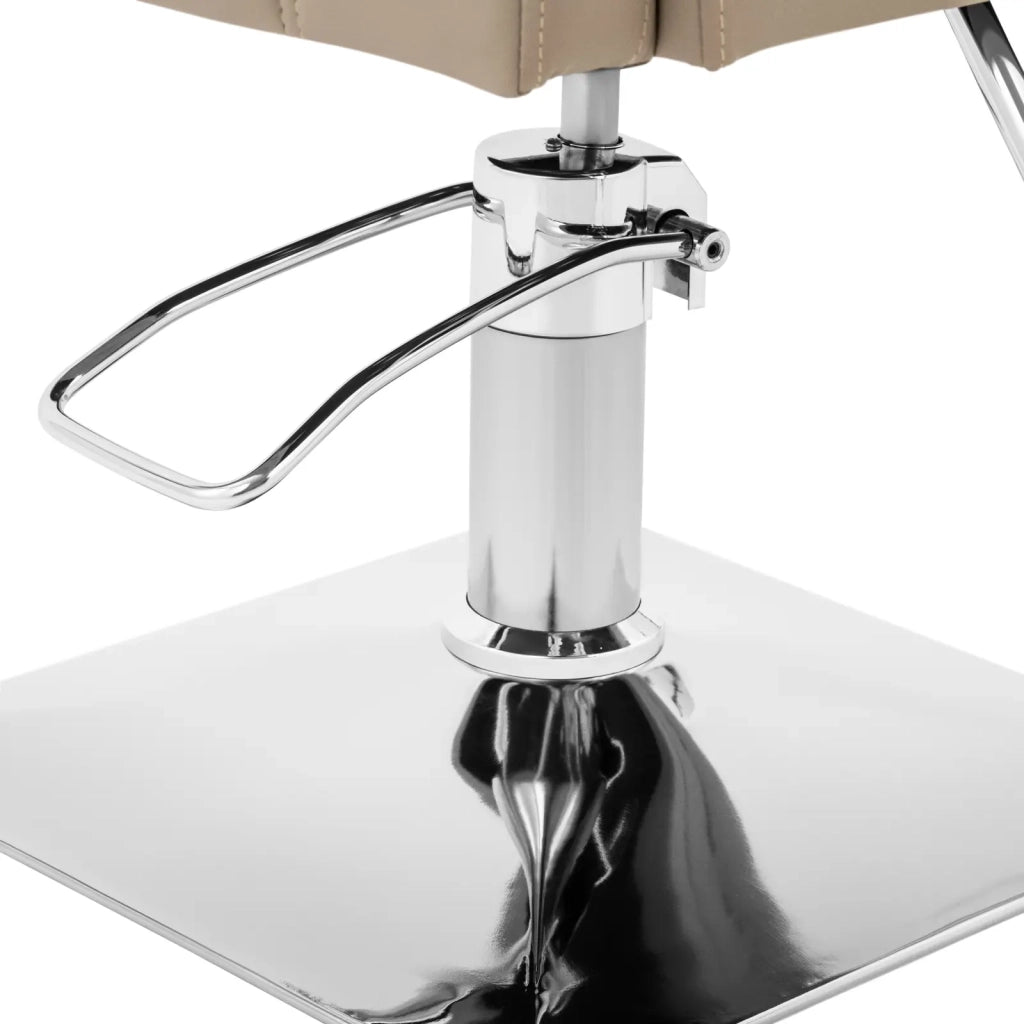 Poltrona professionale da parrucchiere con poggiapiedi altezza seduta 45-55 cm 150 kg acciaio inox PU beige 14_0008980