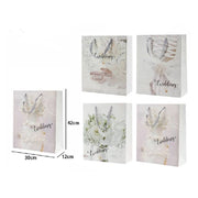 Trade Shop - Set 3 Buste Busta Regalo 30x42x12 Cm Scritta Wedding Per Nozze Matrimonio 67744 -