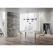 Tavolo allungabile 90x160/264 cm Karamay telaio Oro - Bianco Frassino