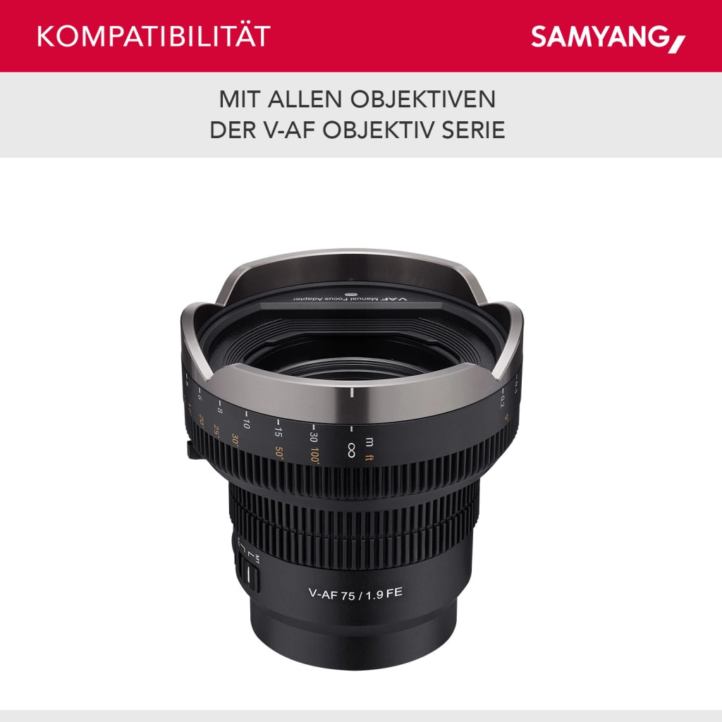 MF Adattatore per obiettivi video V-AF - messa a fuoco manuale precisa con una corsa di messa a fuoco fino a 300°, compatibile con il matte box D95, ideale per le produzioni cinematografiche