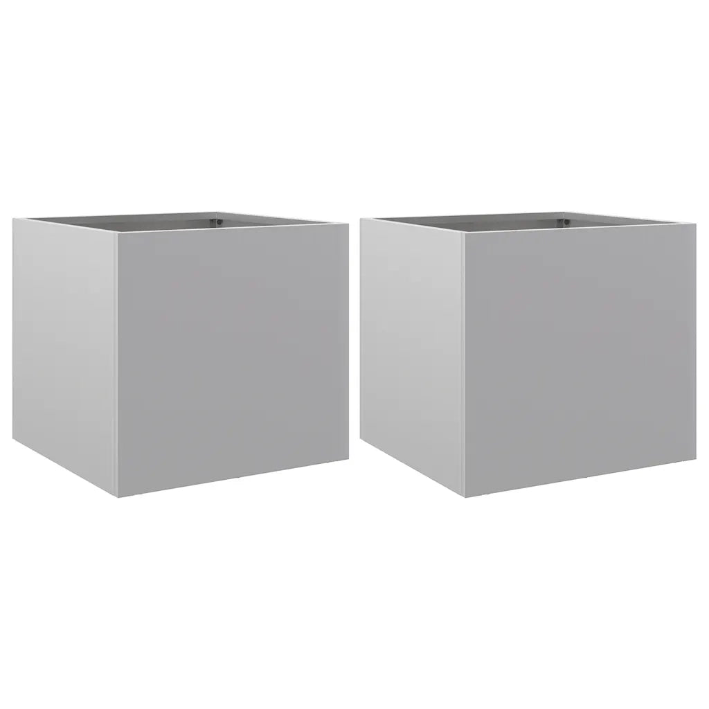 Fioriere 2pz Argento 32x30x29 cm in Acciaio Zincato 841546