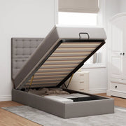 Pouf Letto con Materasso e LED Tortora 90x200 cm in Tessuto 3314145