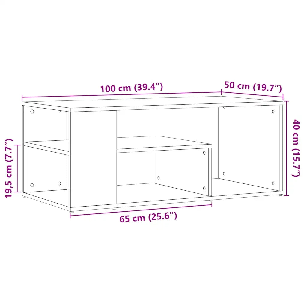 Tavolino Salotto Rovere Artigianale 100x50x40 cm in Truciolato 856557