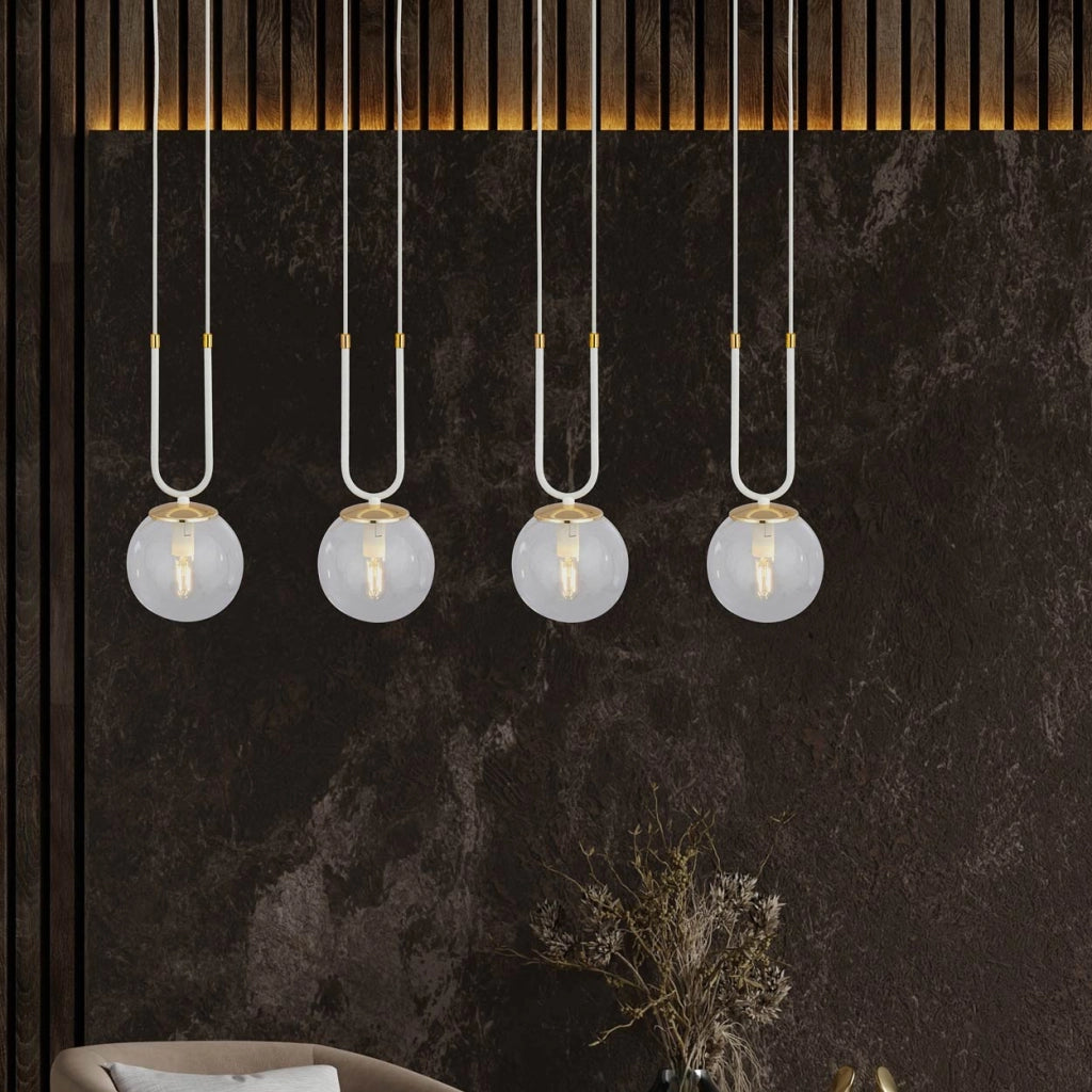 Lampadario Emibig Glam 4xE14 bianco vetro trasparente