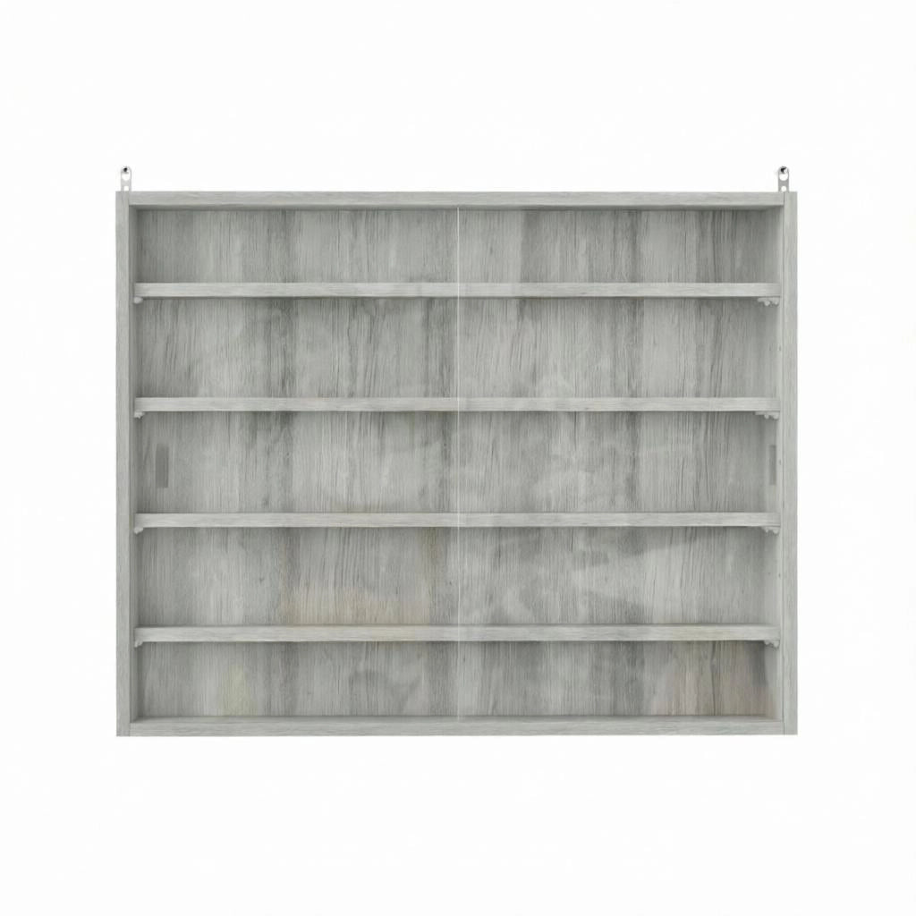 VETRINA A MURO 80x9,5x60 cm Grigio in vetro e pannello di legno