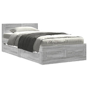 Letto singolo | Letto per adulti | Giroletto con Testiera Grigio Sonoma 75x190cm Legno Multistrato