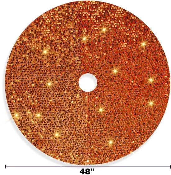 Accessori per albero di Natale con pailletten colorate, grembiule festivo, 48 pollici.