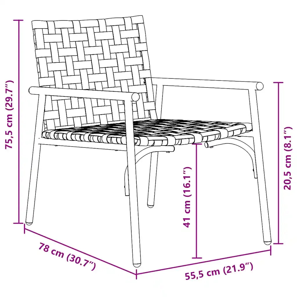 Sedia da Giardino 2 pcs Marrone 78 x 55,5 x 75,5 cm polyrattan 42004143