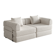 Divano letto singolo Chenille 2-in-1 con cassetto bracciolo e struttura in metallo
