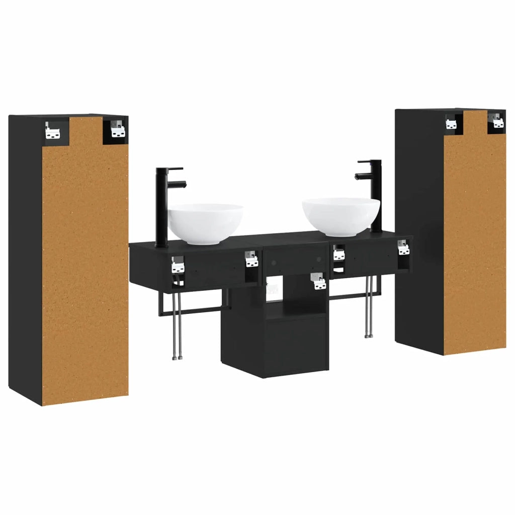 Set di mobili per il bagno 5 pz Nero 33 x 34,5 x 100 cm 3405964