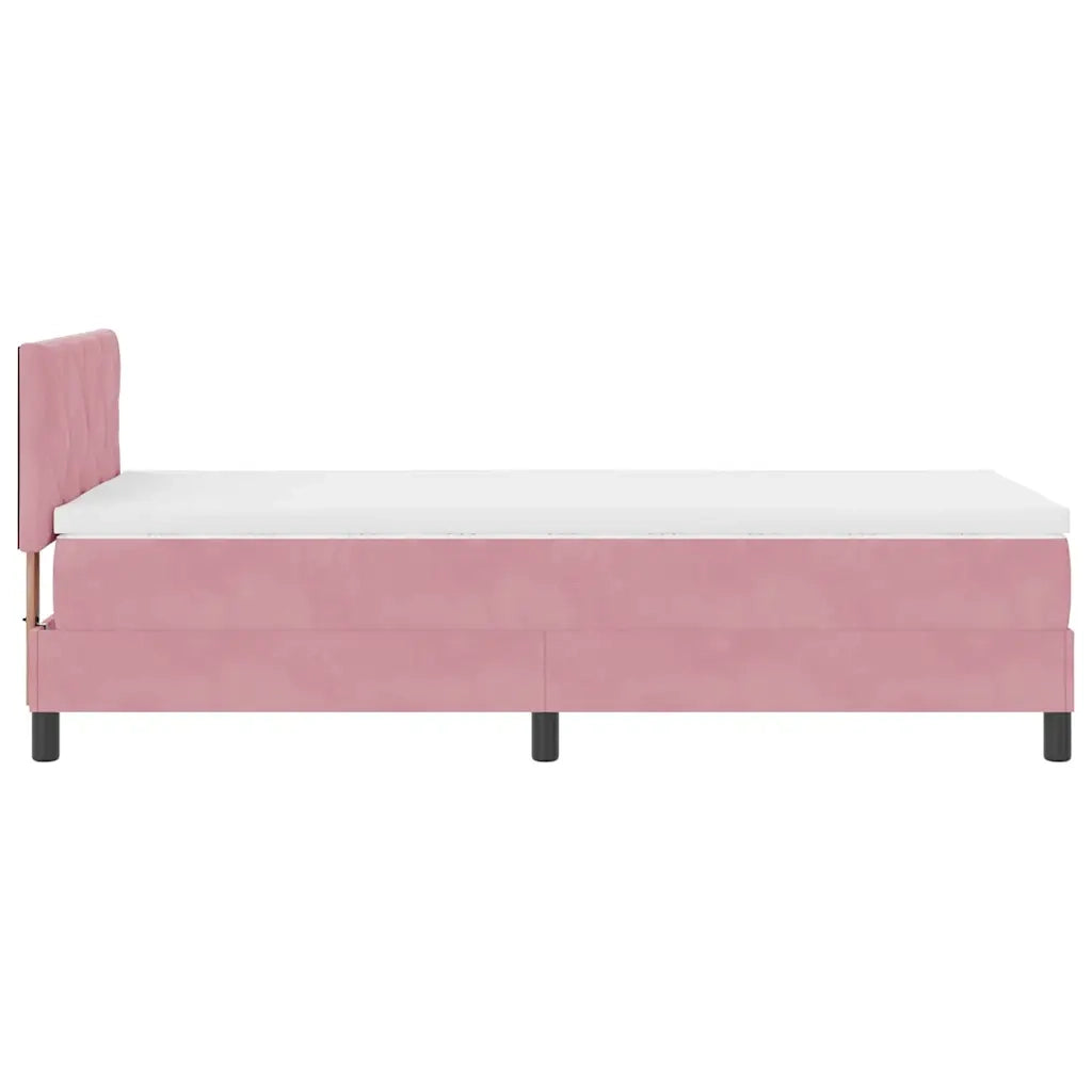 Letto a Sorgente LED con materasso Rosa 90 x 200 cm Velluto 3342697