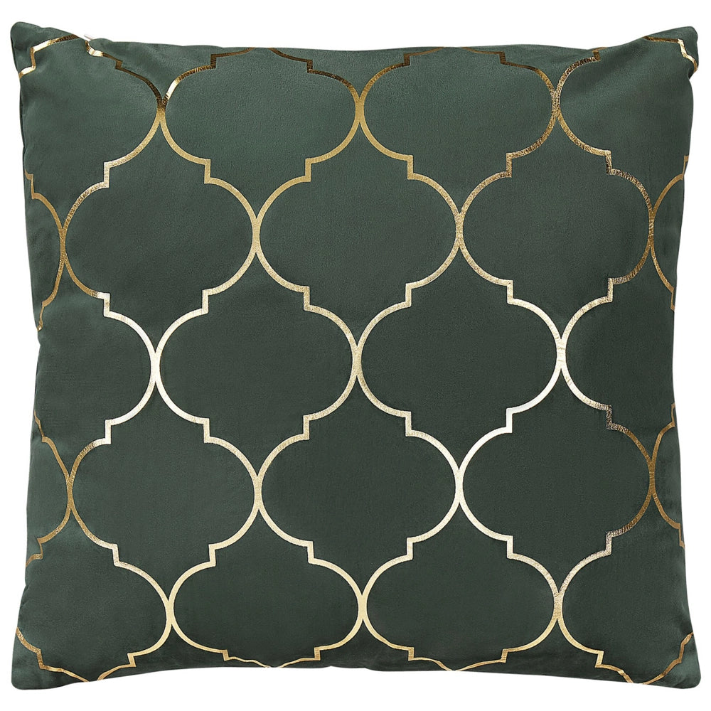 Set di 2 cuscini decorativi velluto verde 45 x 45 cm motivo quadrifoglio stampa trifoglio marocchino glamour