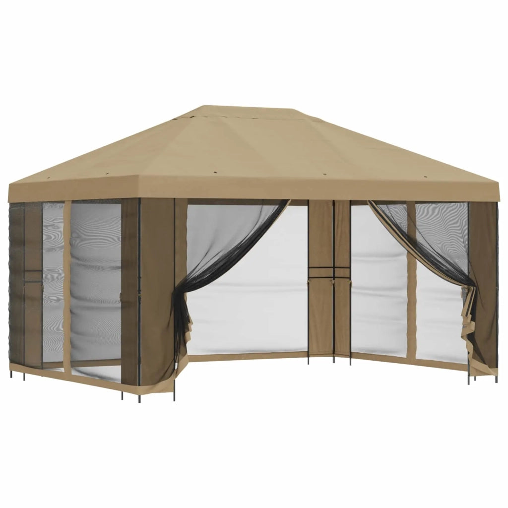 Gazebo da giardino con pareti laterali 4 × 3 m Beige