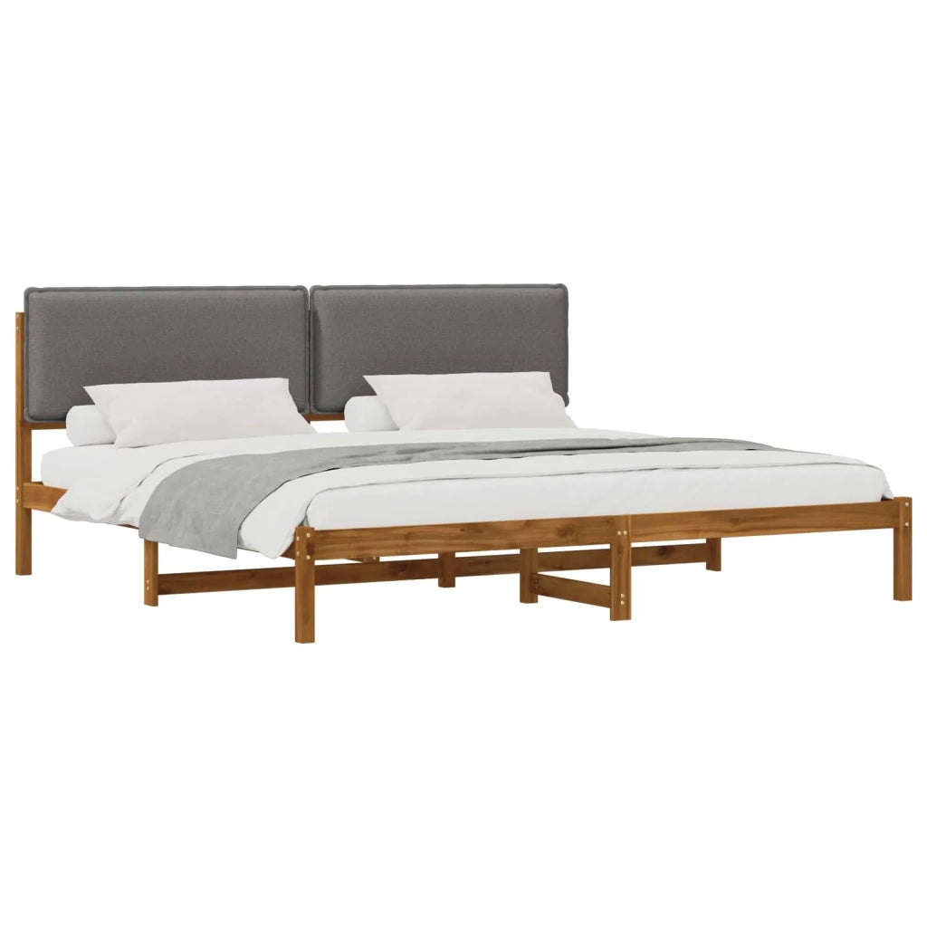 Letto con Testiera Rivestita Naturale e Grigio Chiaro 3405036