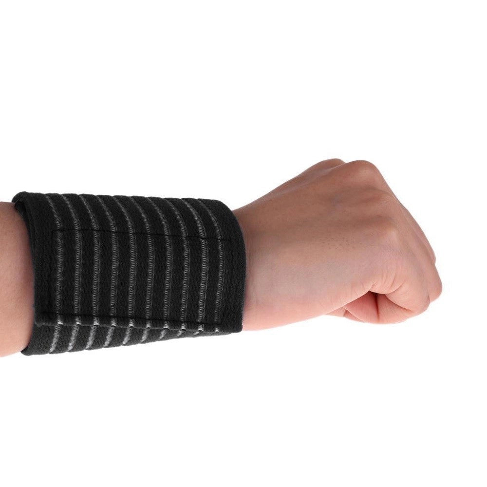 Trade Shop - Polso Benda Polsiera Fasciatura Di Supporto Polsino Elastico Accessori Nero -