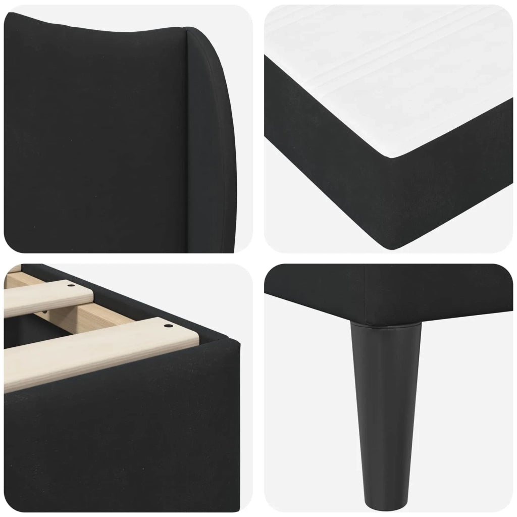 Struttura del letto con testiera Nero 180 x 200 cm Velluto 3415224