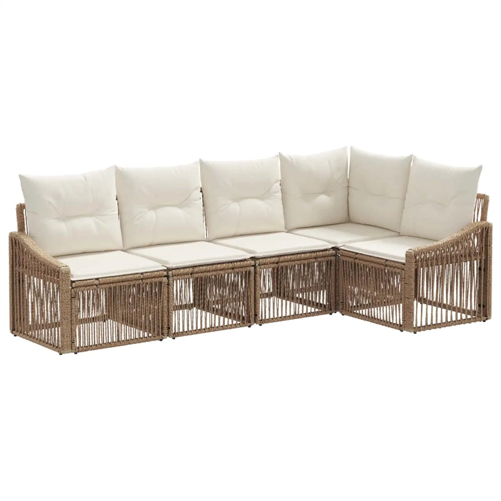 Set Divano da Giardino 5 pcs Beige polyrattan 3436005