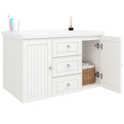 Mobile sottolavabo con 2 cassetti e lavabo in ceramica - per bagno - in MDF e metallo - 78.5×46×46.8 cm - bianco