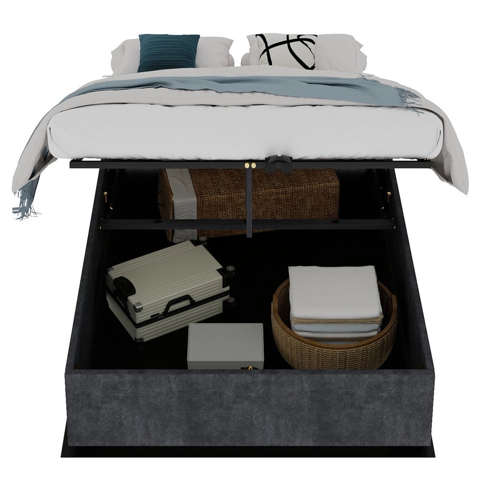 Letto Contenitore con Doghe ¨C Xylo ¨C Grigio, Velluto, 160x200