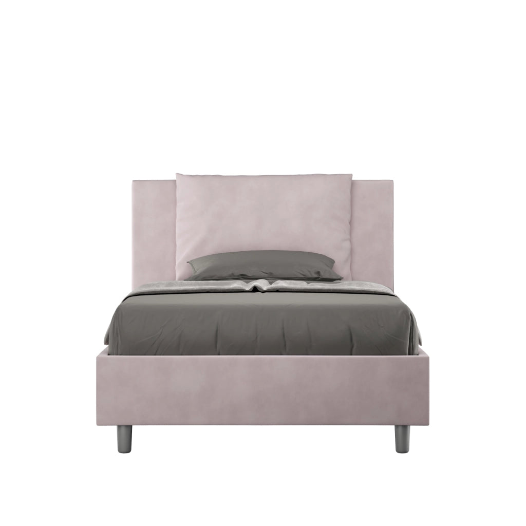 BS COM Letto una piazza e mezza contenitore imbottito 120x200 microfibra glicine