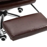 Sedia da Ufficio Ergonomica Presidenziale in Finta Pelle, Poltrona da Ufficio Girevole con Altezza Regolabile, Reclinabile 135° e Poggiapiedi Estraibile per Studio e Scrivania, Marrone