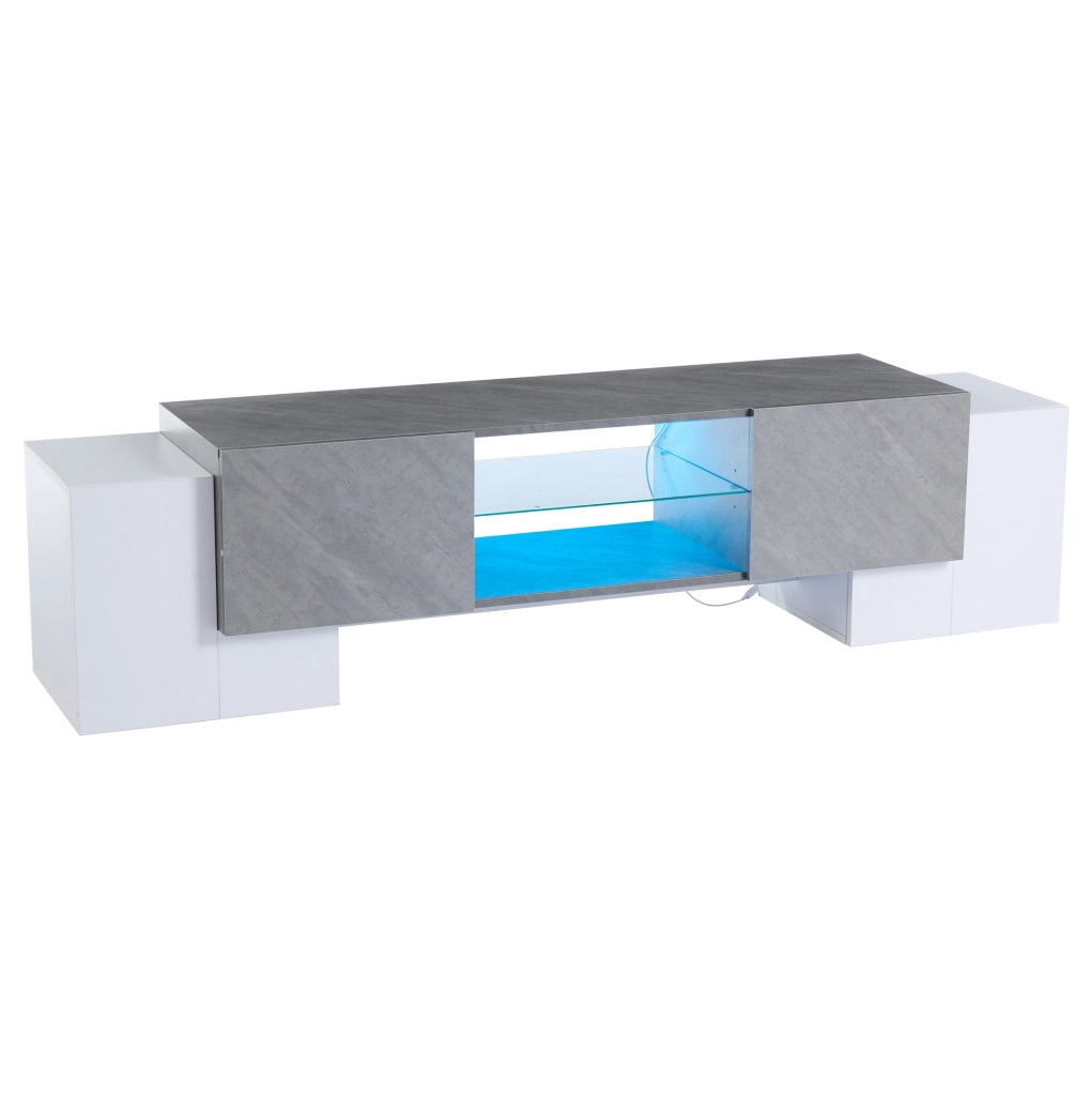 mobile TV 180 x 40 x 46,5 cm bianco e grigio con LED Bluetooth e vani