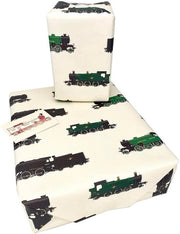 Pacco di carta da imballaggio da 2 fogli con disegno locomotiva