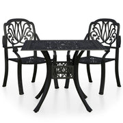 Set da bistrot da giardino in alluminio pressofuso nero composto da 3 pezzi per esterni (02_0013511)