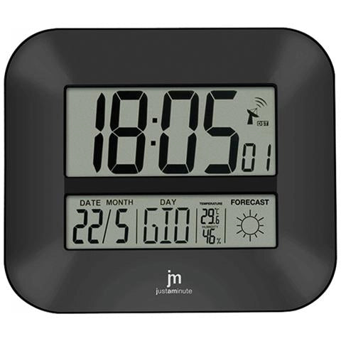Orologio da parete justaminute digitale con datario e meteo nero 27 x 24 cm jd 9906 - JD9906