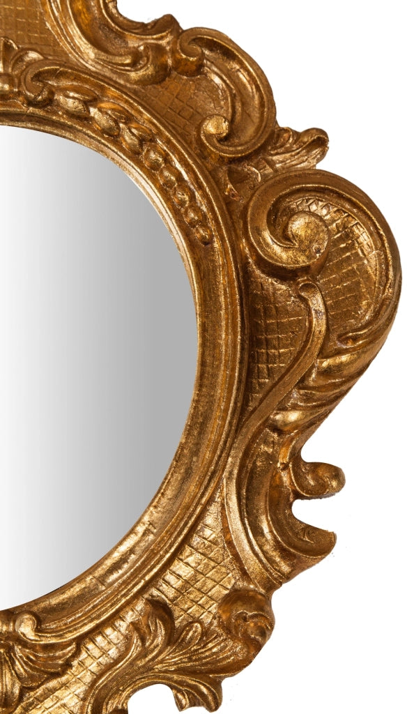 Biscottini Specchiera da parete in legno finitura foglia oro anticato L32xPR3,5xH38 cm Made in Italy