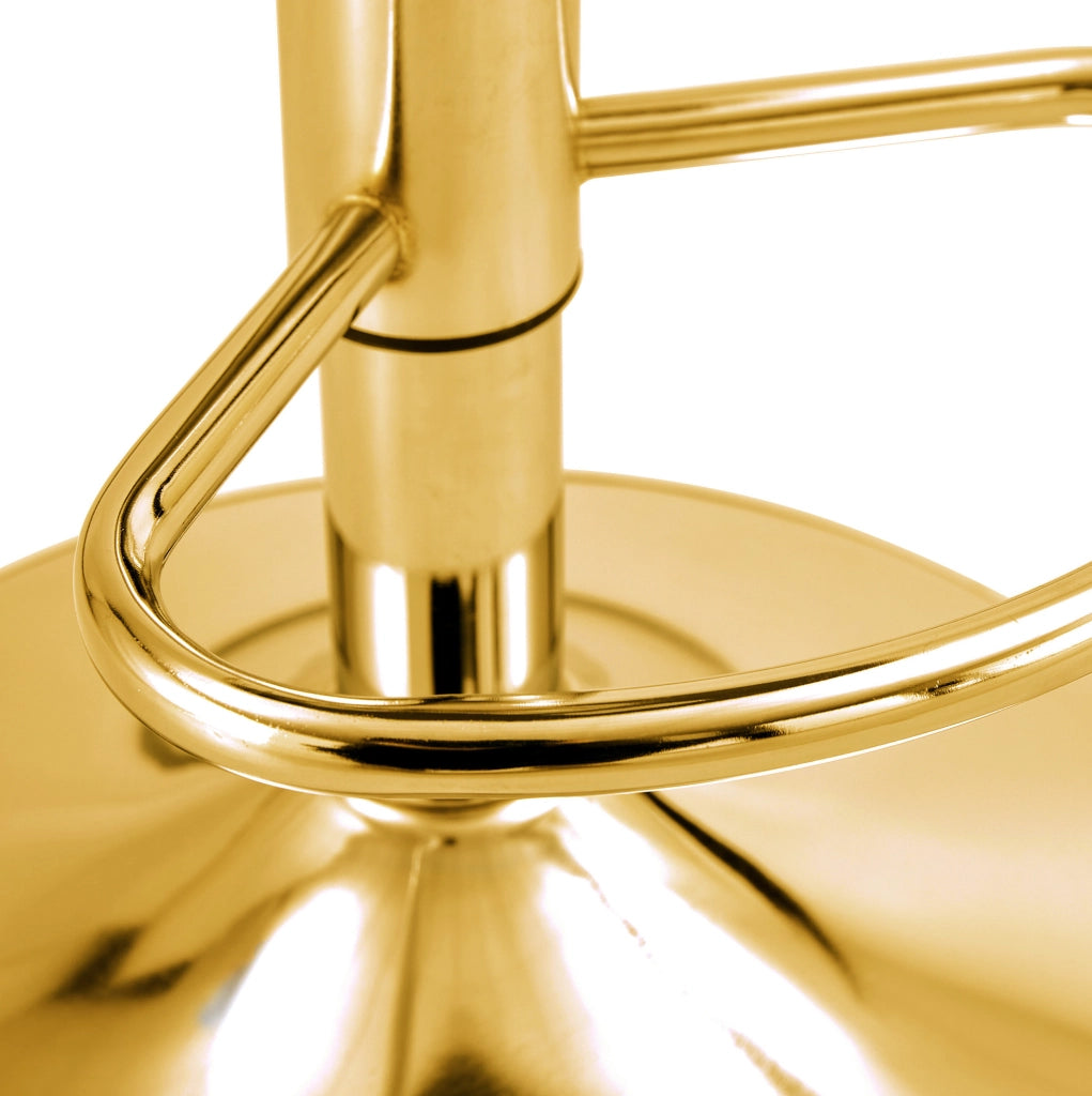 Set 2 sgabelli da bar regolabili e girevoli 360° con schienale trasparente e base oro HAVRYA