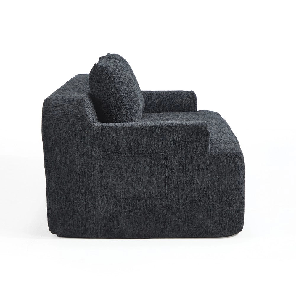 Divano 2 posti ¨C Minimal ¨C Nero tessuto con cuscini memory foam