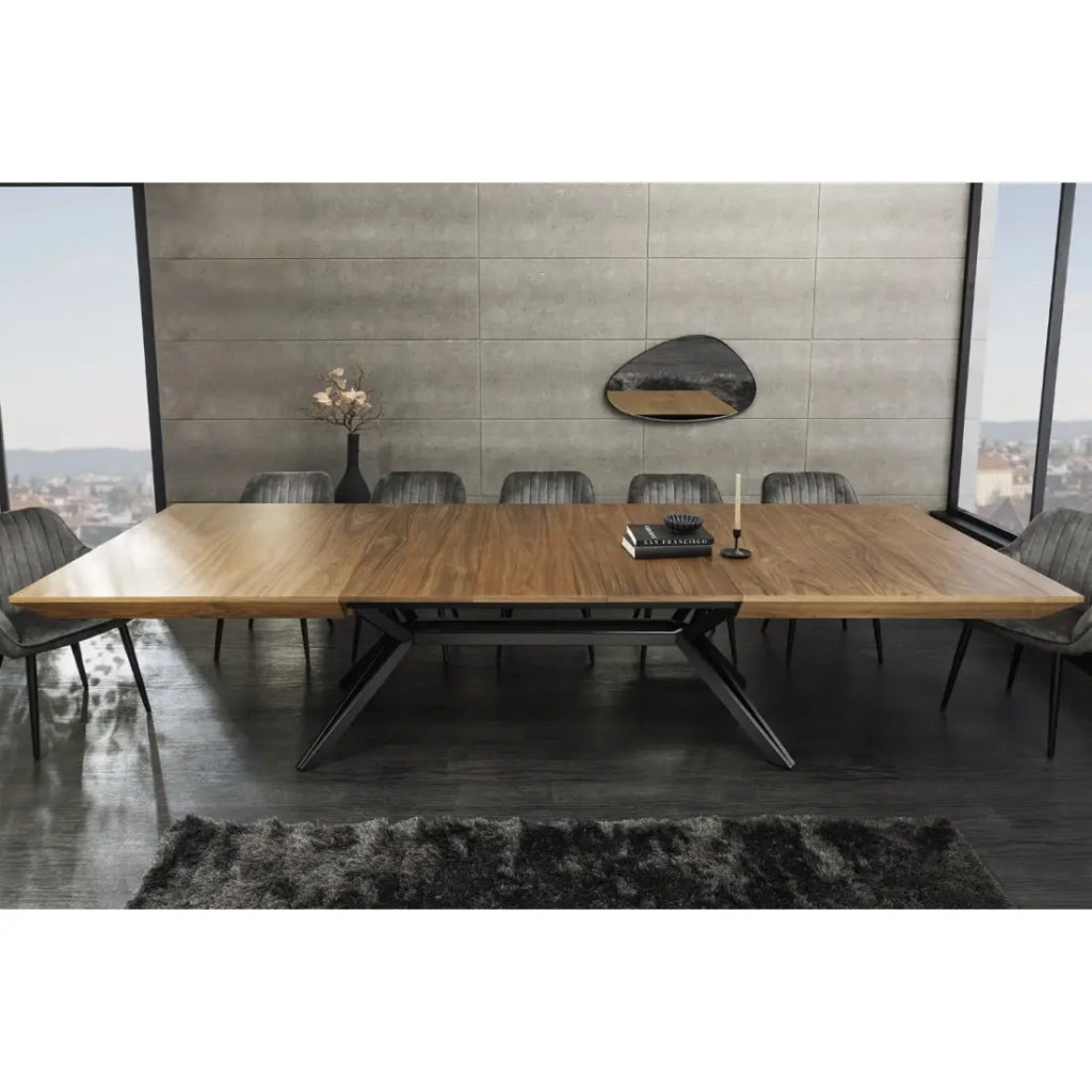 Tavolo da pranzo RADIAM – MDF impiallacciato noce scuro e metallo – 200-320 cm – Allungabile