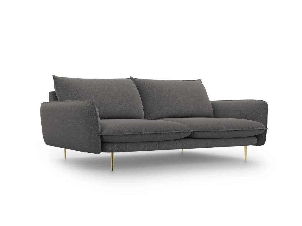 Cosmopolitan Design - Divano "Vienna" 4 posti in tessuto strutturato grigio scuro 