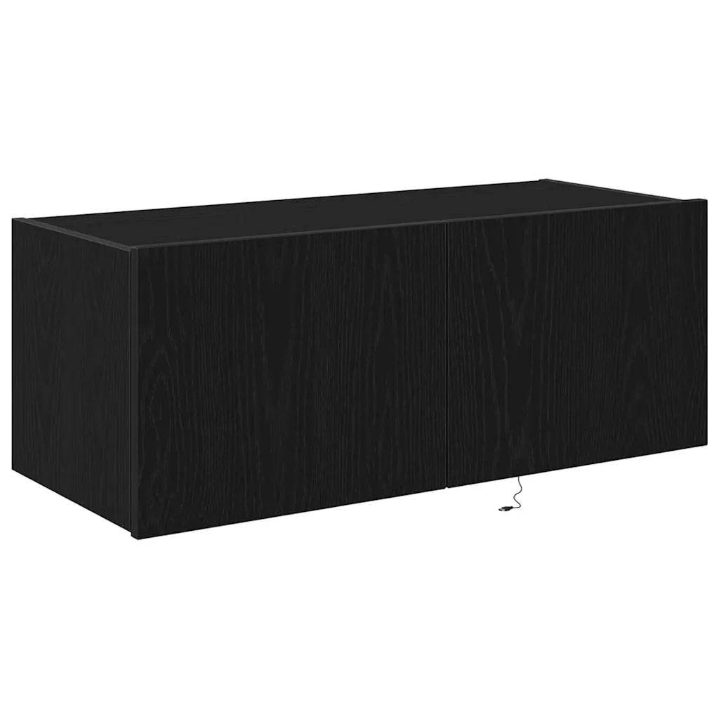 Mobile TV da parete-Mobile TV a Muro-Credenza TV Rovere Nero 80 x 35 x 31 cm