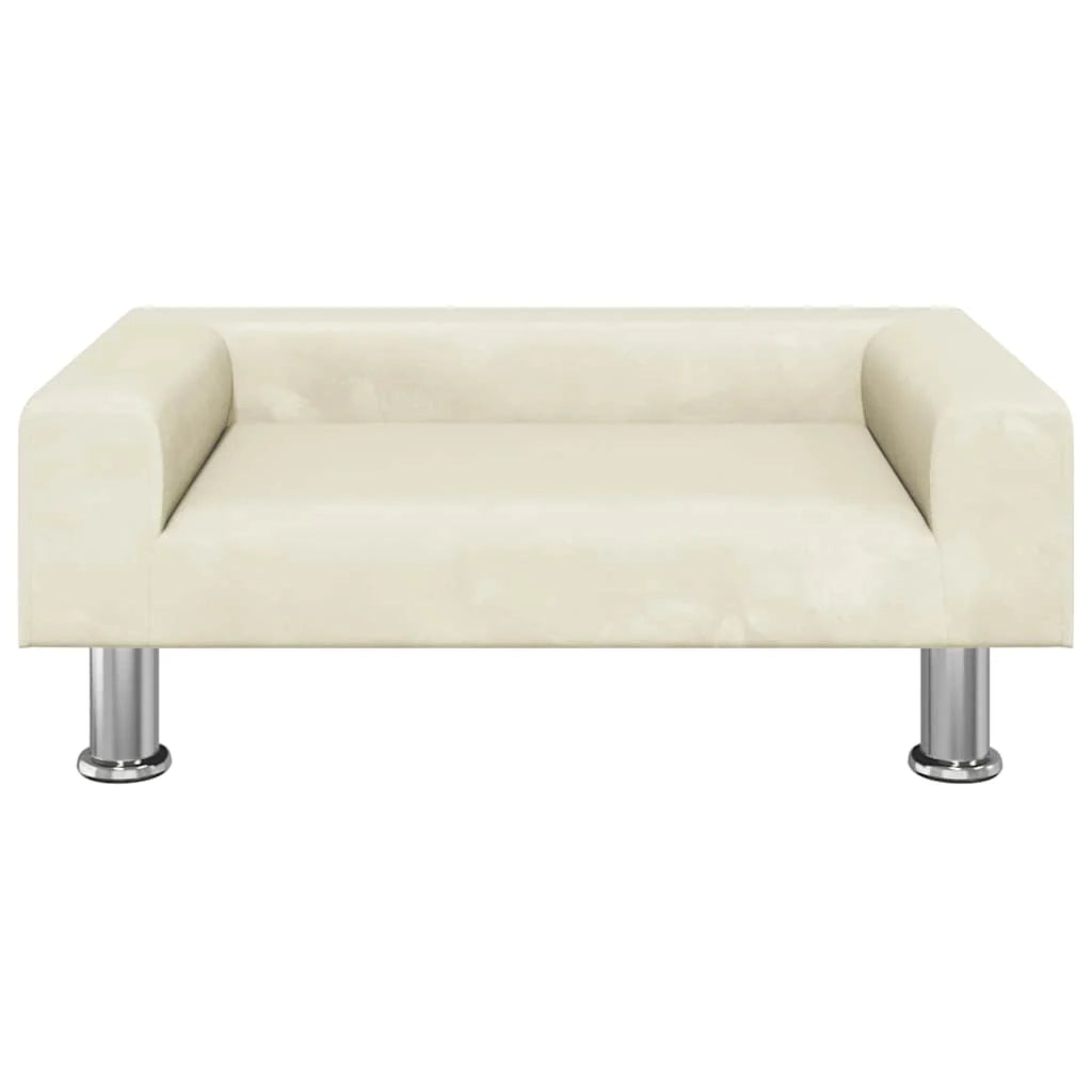 Cuccia per cani a forma di cesto comoda 70 x 45 x 26,5 cm velluto crema 02_0042800