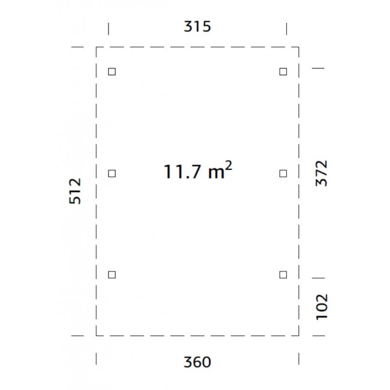 Carport singolo in legno lamellare 11,7 m² con tetto in perline 19 mm per auto da giardino 360x510 cm - Esterni da Vivere